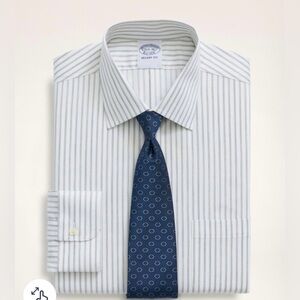 Brookes Brothers Stretch Regent Dress Shirt Non-Iron Twill Stripe 15.5-33